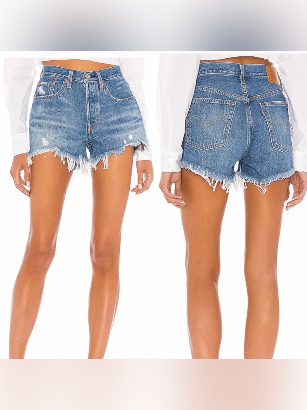 LEVI'S 501 “Big E” Revolve Original Cut offs Athens Mid Shorts denim Jean 28